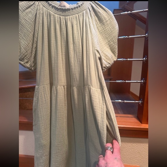 Cotton Dress With Smocking And Pockets**** - Picture 2 of 5